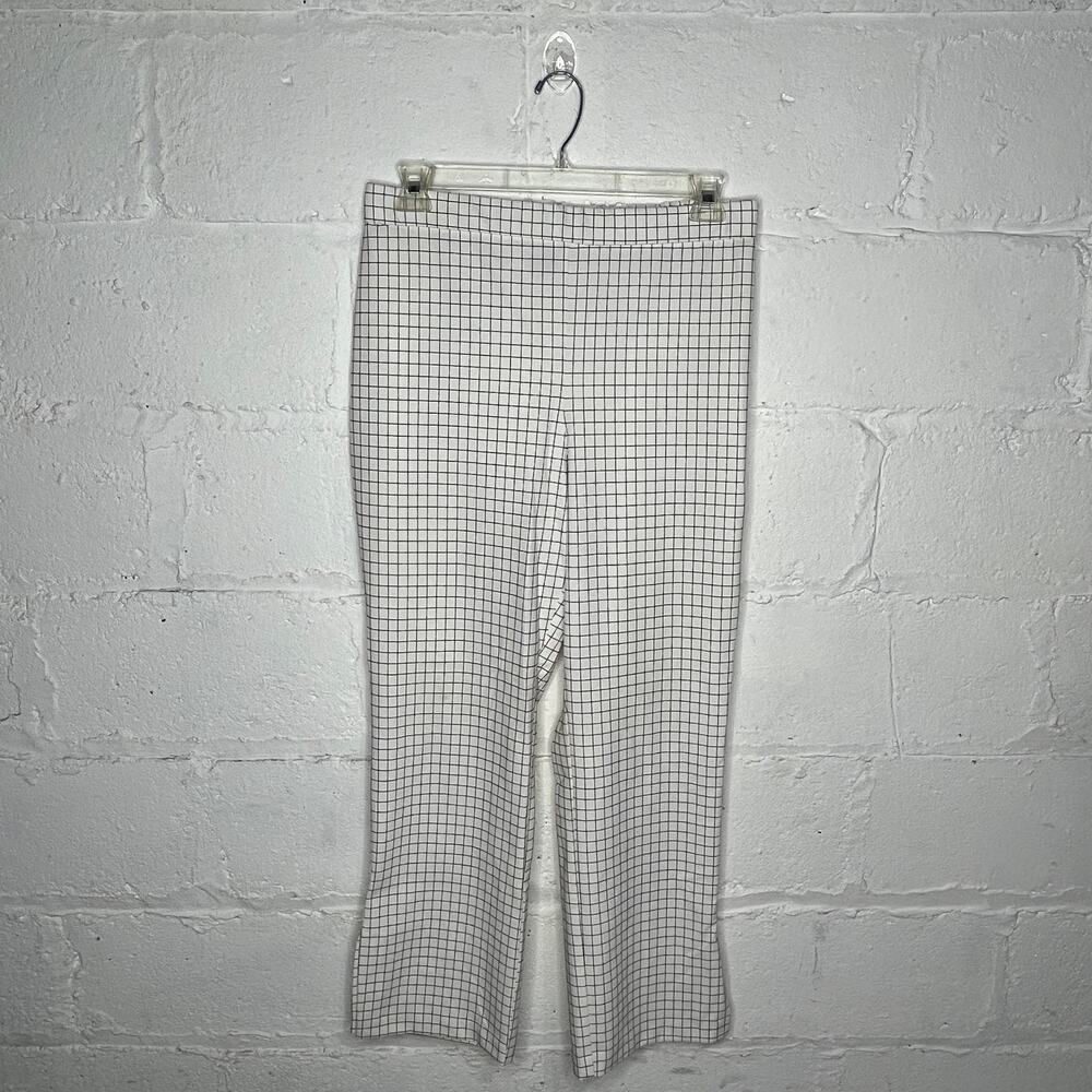 Massimo Fabbro Italy Plaid Pull On Academia Career Pants Women Black White Sz 12